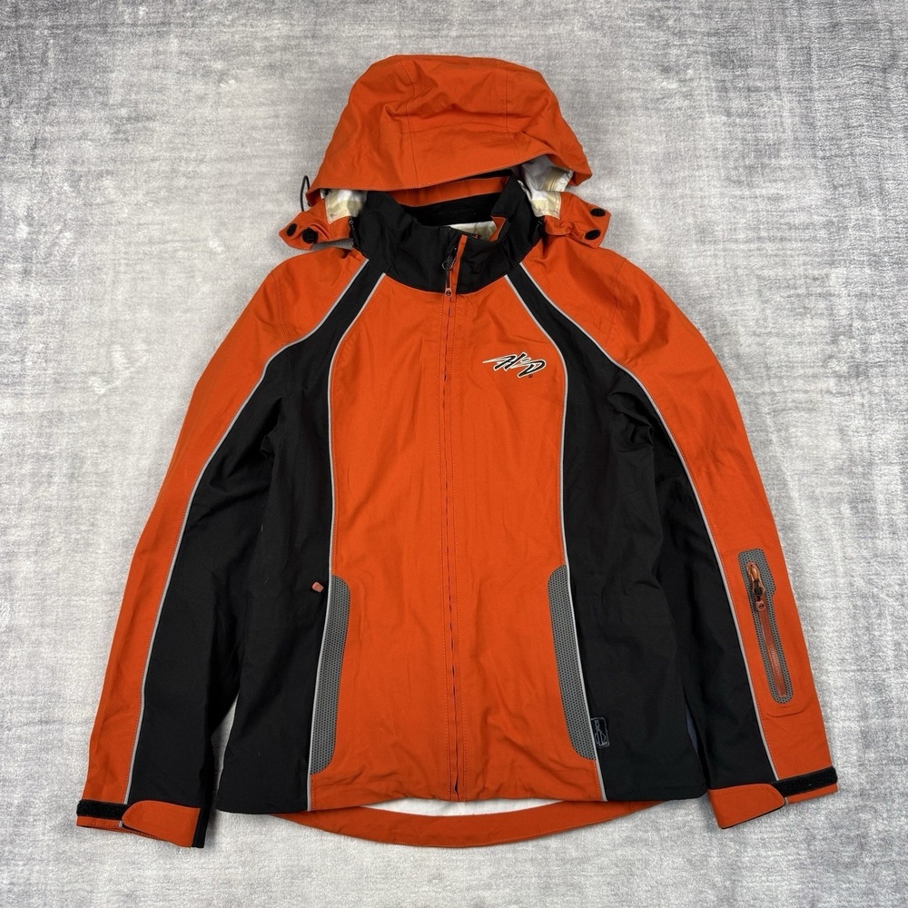 Harley Davidson Jacket Womens‎ Xs Orange RCS Waterproof Rain Riding Lightweight
